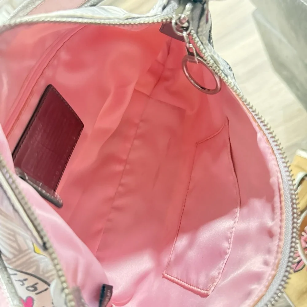 Coach Poppy Hearts Glitter Hobo Shoulder Purse Bag
